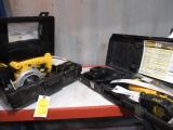 DEWALT 18V CORDLESS 1/2'' VSR DRILL, 5 3/8'' TRIM SAW, & RECIPROCATING SAW W/ (3) BATTERIES & (2)
