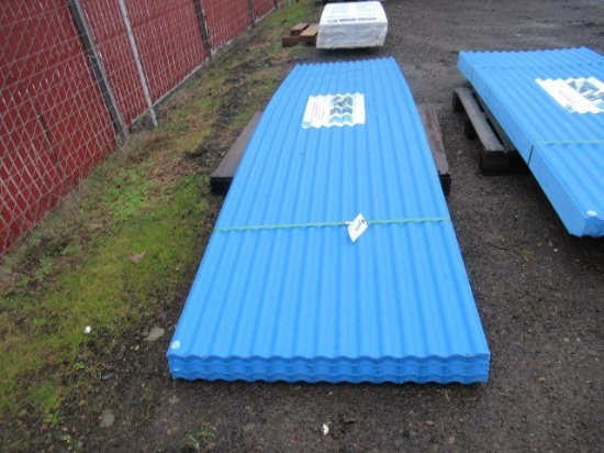 (30) 142'' X 36 3/4'' BLUE PVC SYNTHETIC RESIN POLYESTER CORRUGATED ROOF SHEETS (UNUSED)