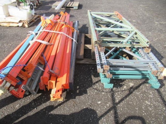 PALLET RACKING - (6) 8' UPRIGHTS, (3) 6' UPRIGHTS, & APPROX (26) ASSORTED CROSS ARMS