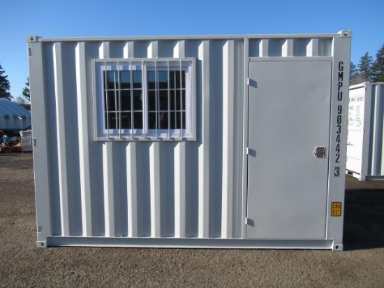 2025 12' STORAGE CONTAINER W/ WINDOW & SIDE MAN DOOR (UNUSED)