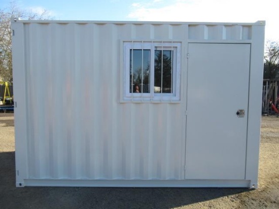 2025 12' STORAGE CONTAINER W/ WINDOW & SIDE MAN DOOR (UNUSED)