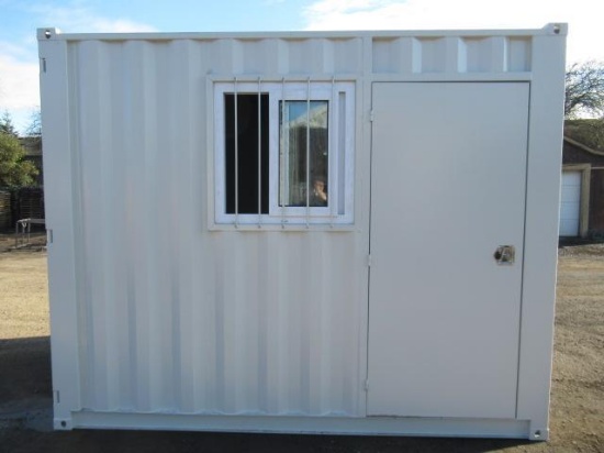 2025 12' STORAGE CONTAINER W/ WINDOW & SIDE MAN DOOR (UNUSED)