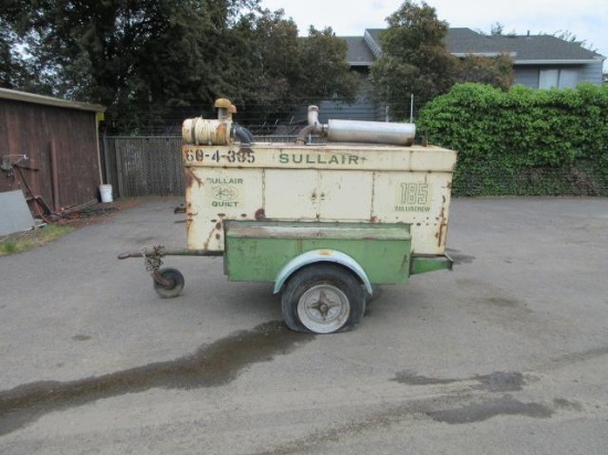**PULLED** SULLAIR SULLISCREW 185 SINGLE AXLE TOW BEHIND AIR COMPRESSOR
