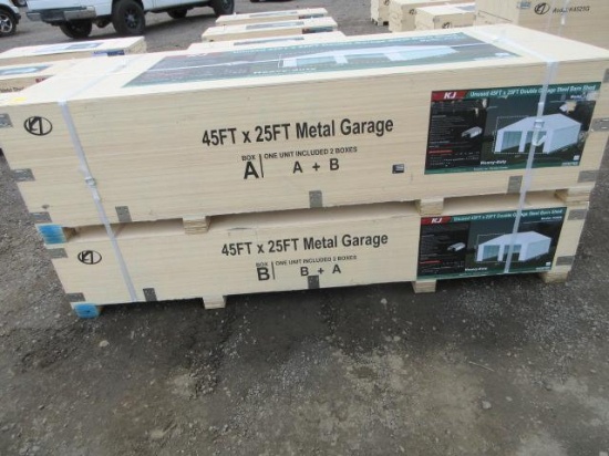 2025 KJ K4525 45' X 25' DOUBLE GARAGE STEEL BARN SHED (UNUSED)