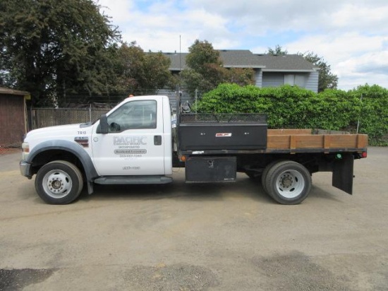 **PULLED** 2008 FORD F-550 4X4 SUPER DUTY FLATBED TRUCK
