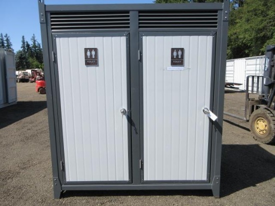 2025 4' X 7' X 8' PORTABLE RESTROOM W/ (2) SEPARATE STALLS (UNUSED)