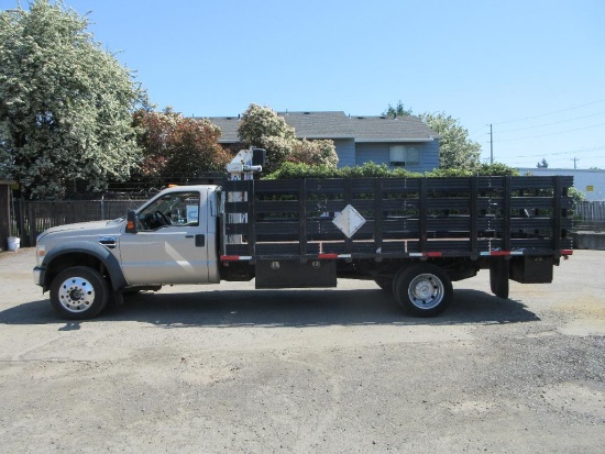 2008 FORD F-550 4X4 STAKE SIDE FLATBED PICKUP