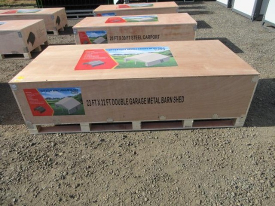 2025 DG2322 23' X 22' DOUBLE GARAGE METAL SHED (UNUSED)