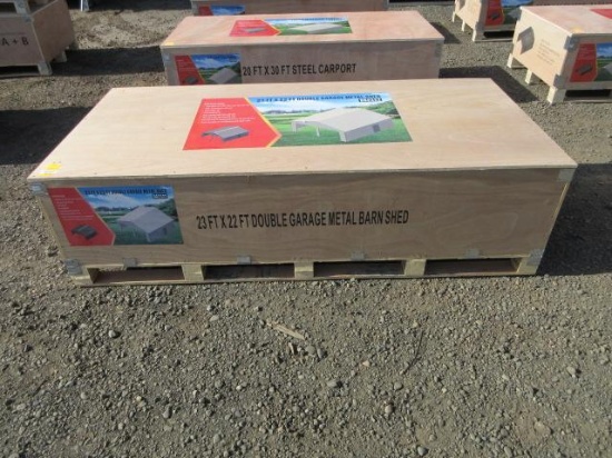 2025 DG2322 23' X 22' DOUBLE GARAGE METAL SHED (UNUSED)