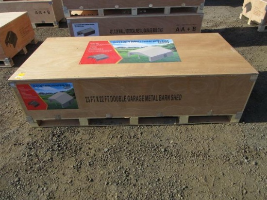 2025 DG2322 23' X 22' DOUBLE GARAGE METAL SHED (UNUSED)