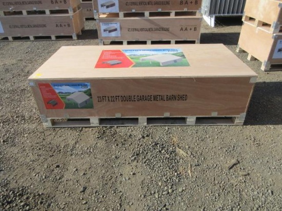 2025 DG2322 23' X 22' DOUBLE GARAGE METAL SHED (UNUSED)