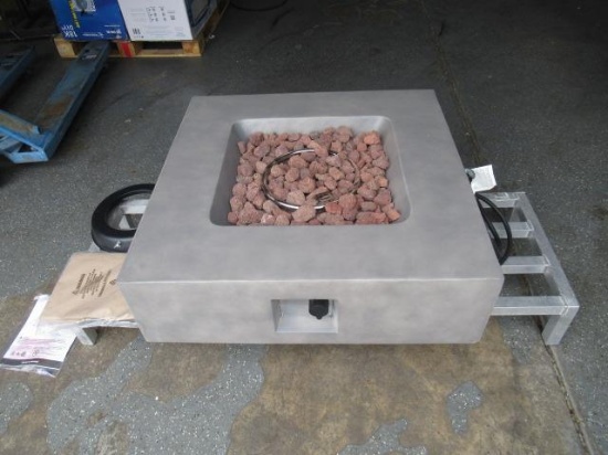 GRAND PATIO OUTDOOR PROPANE FIRE PIT (UNUSED), 35'' X 35'' X 10'' IGNITER, LAVA ROCK, PROPANE TANK