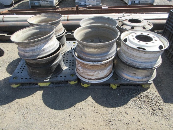 (12) ASSORTED 8 & 10 LUG STEEL TRUCK WHEELS