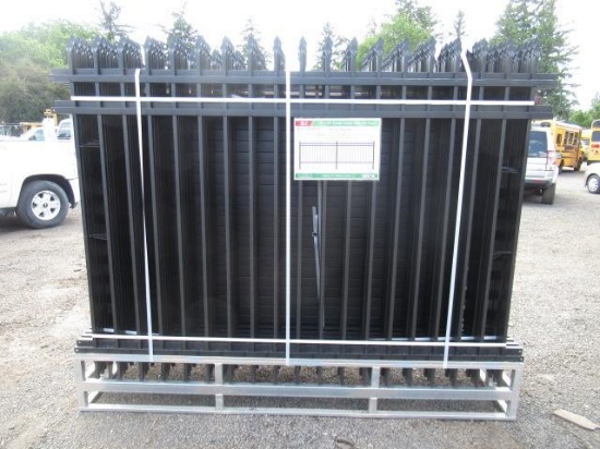 2025 KJ K0608-22 POWDER COATED 3-RAIL STEEL FENCING (UNUSED) - (22) 8' X 6' FENCE PANELS & (23)