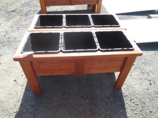 (2) 3' 10'' X 1' 6'' RAISED 3-POT PLANTER BOXES (UNUSED)