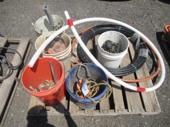 **PULLED** (4) ASSORTED SUBMERSIBLE PUMPS, GATE VALVES, & PLASTIC TUBING