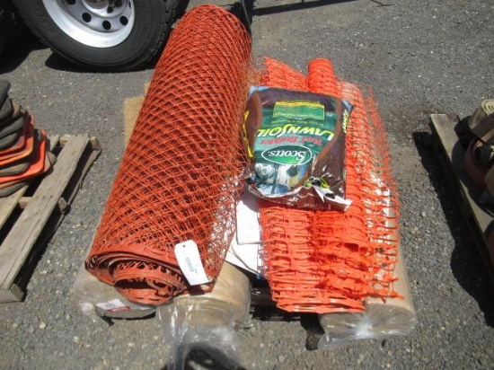 **PULLED** (3) ULINE 48'' BURLAP ROLLS, & ASSORTED PLASTIC SITE FENCE ROLLS (ORANGE)