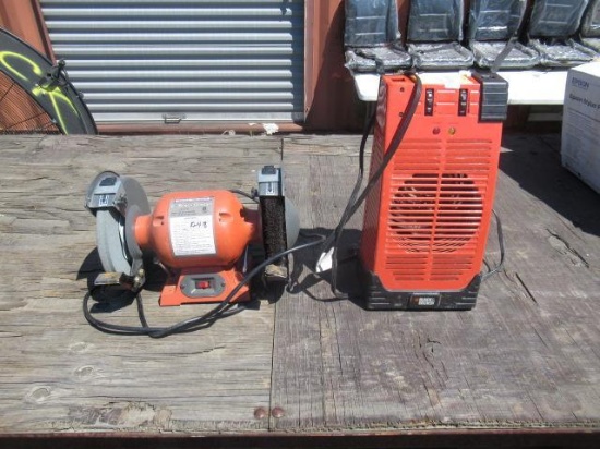 CENTRAL 8'' BENCH GRINDER & ELECTRIC SPACE HEATER