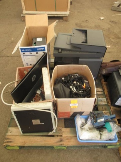 HP OFFICEJET PRO X576DW MFP PRINTER, BROTHER HL-21 PRINTER, & ASSORTED COMPUTER POWER SUPPLIES &