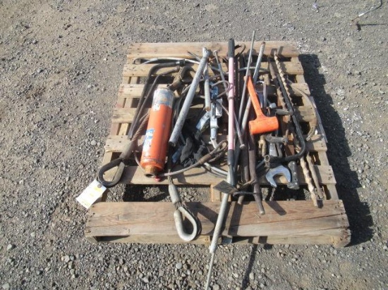 4'' DIAMOND CORE BIT, CABLE COME ALONG, & ASSORTED TRUCK BARS, CONCRETE DRILL BITS, & ALL THREAD