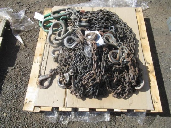 14' 7'', 18', & (2) 20' 4-WAY 3/8'' CHAIN SLINGS W/ SLIP HOOKS