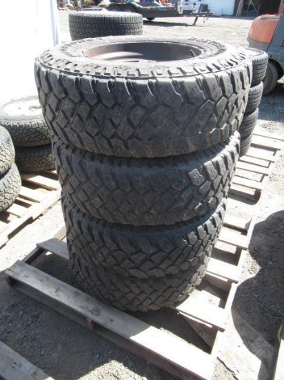 (4) FIRESTONE DESTINATION LT 265/70R17 TIRES ON 6 LUG AWC WHEELS