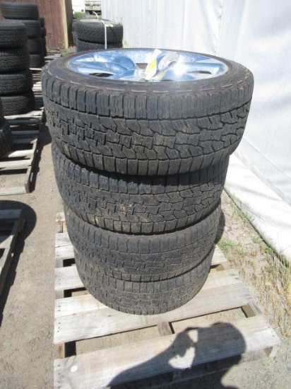 (4) FALKEN WILD PEAK A/T 265/45R21 TIRES ON 5 LUG WHEELS