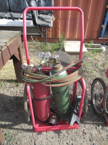 OXYACETYLENE TORCH KIT W/ GUN, CART, TANKS, & LEADS