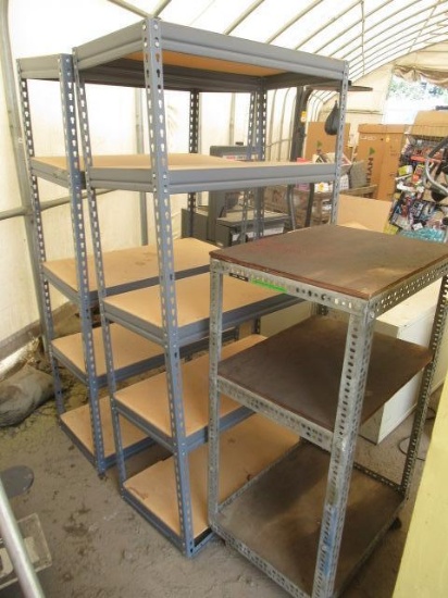 20'' X 28'' X 49'' SHELF ON CASTERS & (2) 19'' X 36'' X 3'' 5-LEVEL SHELVES
