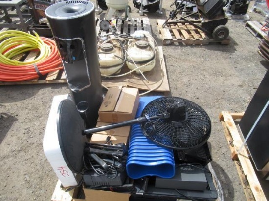 NEXUS WATER COOLER, ALTERA ADAPTIVERGO SIT/STAND DESK, (2) FANS, & ASSORTED OFFICE SUPPLIES