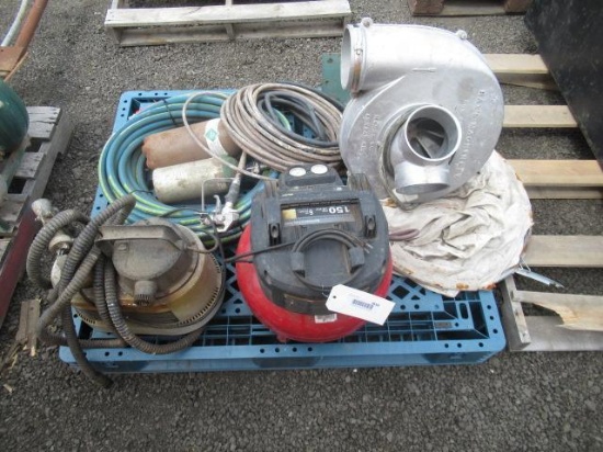 PORTER CABLE 6GAL 150PSI PANCAKE AIR COMPRESSOR, RAY'S MACHINERY CENTRIFUGAL BLOWER W/ BALDOR 2HP