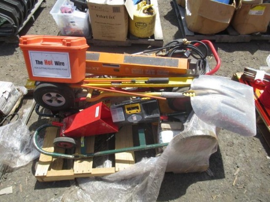 BORA PORTABLE SPEED HORSE, ROSEBUD TORCH, RIDGID PIPE WRENCH, SNOW SHOVEL, (4) HAND TRUCKS, &