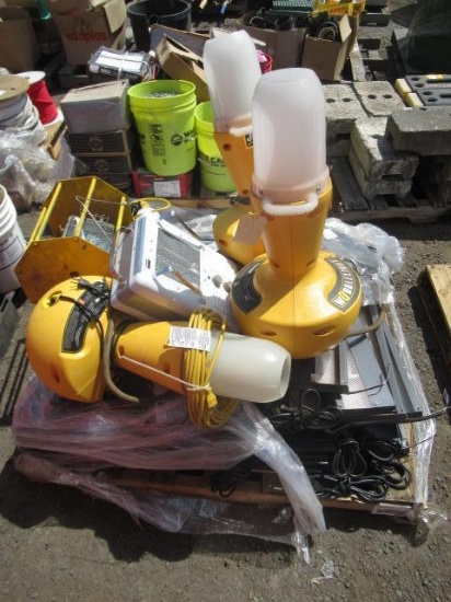 ASSORTED WOBBLE LIGHTS, WORK LIGHTS, LIGHT FIXTURES, & ELECTRICAL SUPPLIES