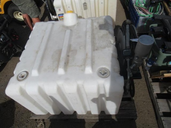 RHINO 120GAL POLY TANK W/ OIL HOSE REEL, & LIQUIDYNAMICS LD250 DISPENSER W/ DIGITAL READOUT