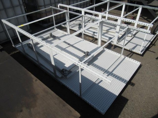 (2) 4' X 2' X 8' METAL SHELVING UNITS W/ ROLLING BASE