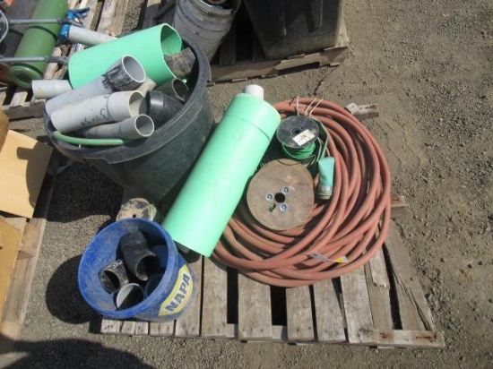 ASSORTED HOSES, COUPLERS, ELECTRICAL WIRE, & PIPE FITTINGS