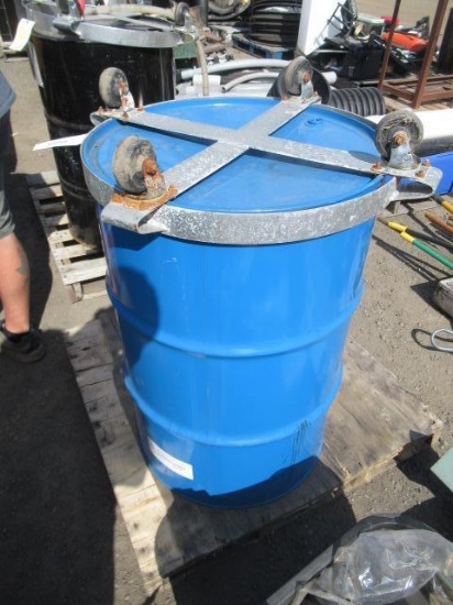 **PULLED** 55GAL METAL DRUM W/ LUBRICATING FUID