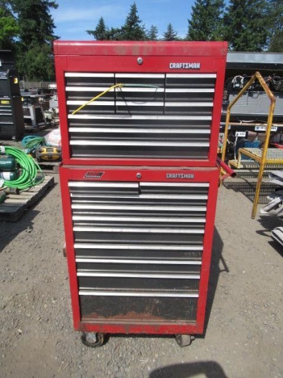CRAFTSMAN 2-TIER 22-DRAWER ROLLING TOOL CHEST W/ ASSORTED HAND TOOLS, AIR TOOLS, & SOCKETS