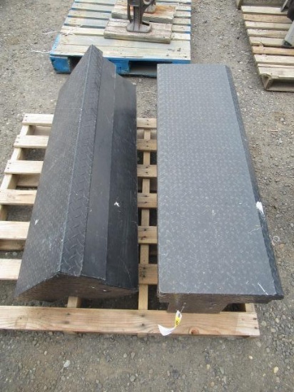 (2) HUSKY 47'' ALUMINUM DIAMOND PLATE TRUCK BED STORAGE BOXES
