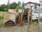 STEEL MATERIAL HOPPER FILLED W/ 60 GRIT ABRASIVE MATERIAL, MATERIAL HOPPER, STEEL BLASTING CABINET,
