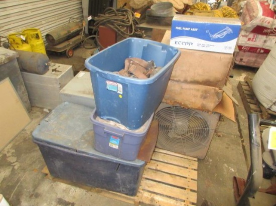 AUTOMATIC TRANSFER SWITCH, ASSORTED PAINT DROP CLOTHS, & EXHAUST FAN