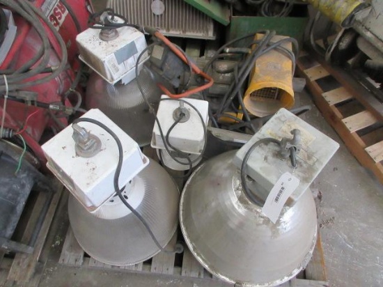 ASSORTED WAREHOUSE LIGHTS & EXHAUST FAN