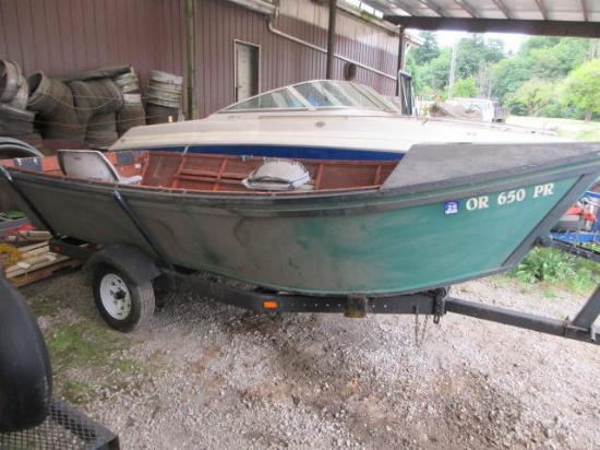 1987 DAMAR CREATIONS 16' WOOD BOAT W/TRAILER