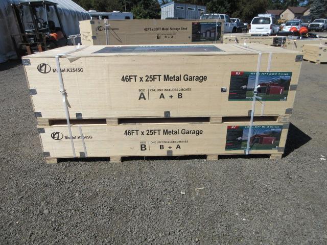 2025 KJ K2545G 46' X 25' METAL GARAGE W/ SIDE MAN | Proxibid