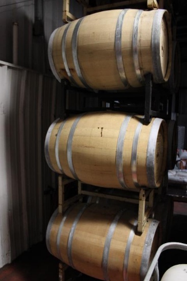 (8) WOOD BARRELS W/STANDS