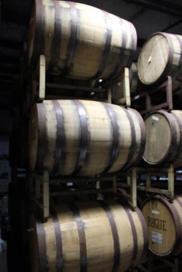 (8) WOOD BARRELS W/STANDS