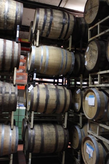 (8) WOOD BARRELS W/STANDS