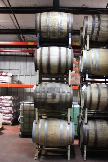 (8) WOOD BARRELS W/STANDS