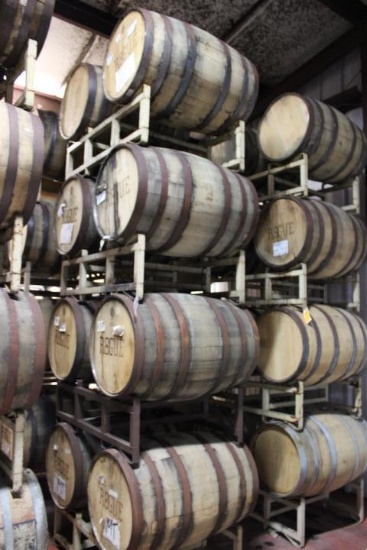 (8) WOOD BARRELS W/STANDS