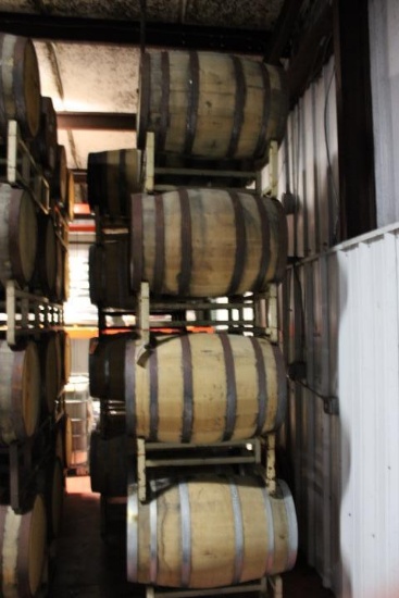(8) WOOD BARRELS W/STANDS